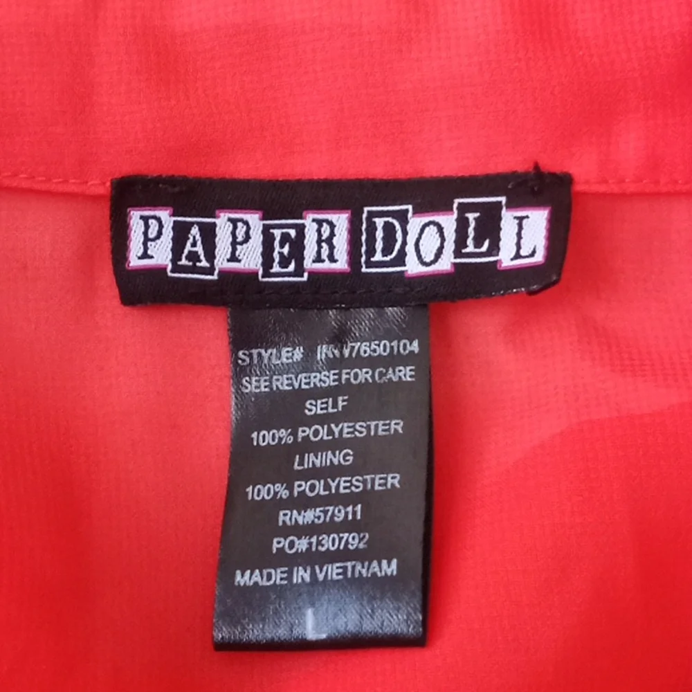 Paper Doll Orange Sleeveless High Low Maxi Dress Size L Button Front - Picture 10 of 11